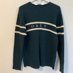 Obey Roebling Sweater in Forest Green/ Dark Teal